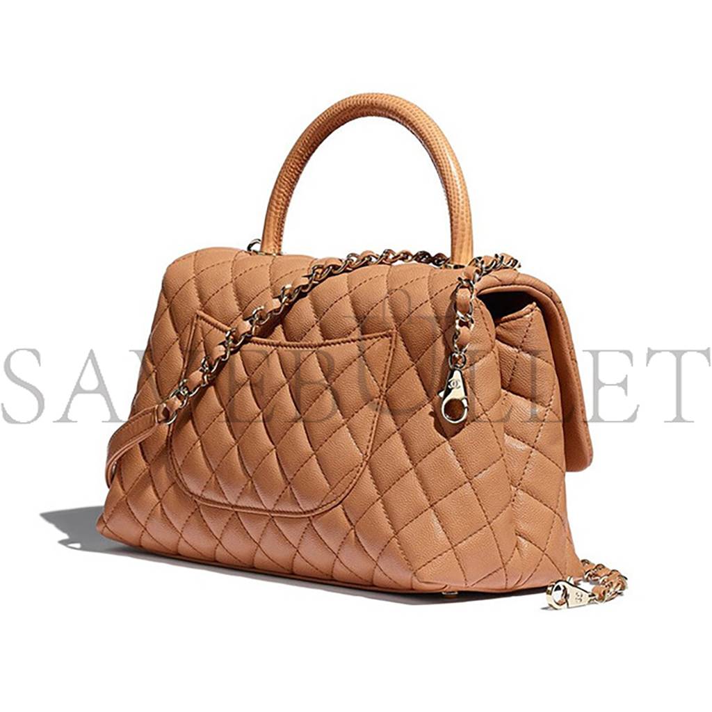 Ch*el flap bag with top handle gold hardware a92991 b05068 nb356 (29*12*18cm)